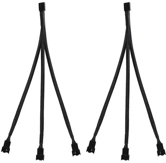 Main image of 2 Pack 3 Way 4 Pin PWM Fan Splitter Cable, PC Extension Cable Converter for Computer ATX Case 4-Pin/3-Pin Cooling, 10.6" 1 to 3