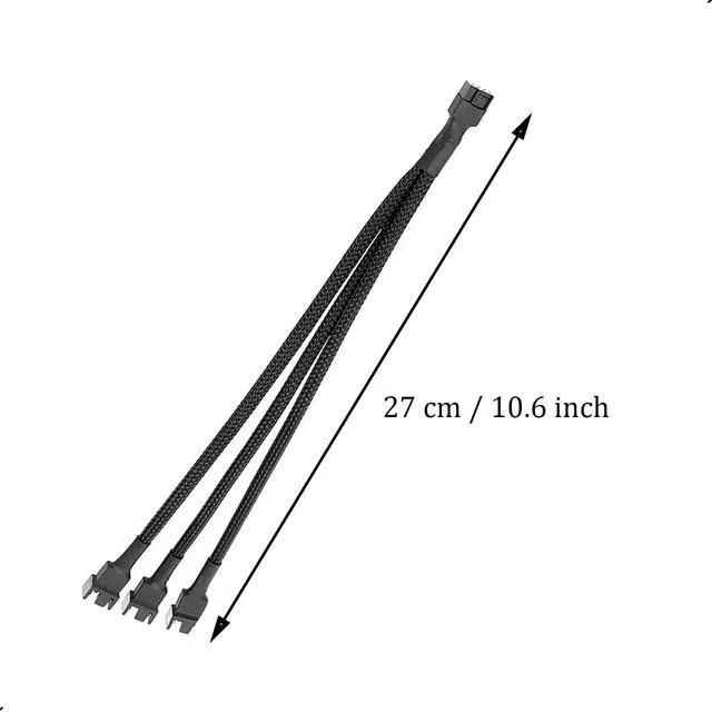 Alt view image 2 of 7 - 2 Pack 3 Way 4 Pin PWM Fan Splitter Cable, PC Extension Cable Converter for Computer ATX Case 4-Pin/3-Pin Cooling, 10.6" 1 to 3