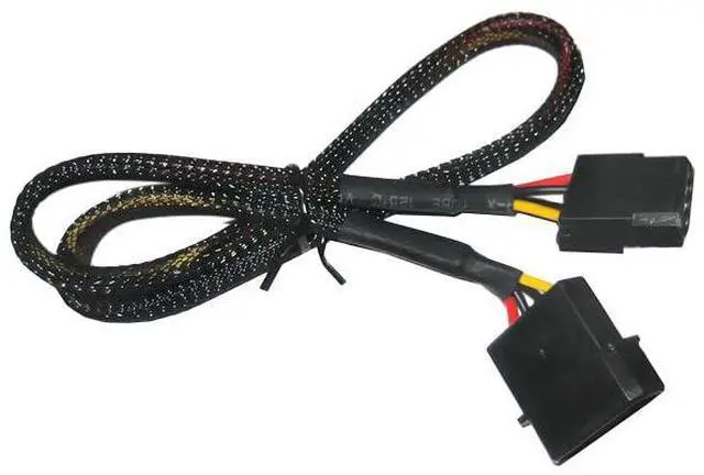 Main image of Coolerguys 4 Pin Molex Male to Female Black Sleeved Power Extension Cable, Braided Nylon, Multi-Functional, Power Extension Cable for Case Fan - 24 inches