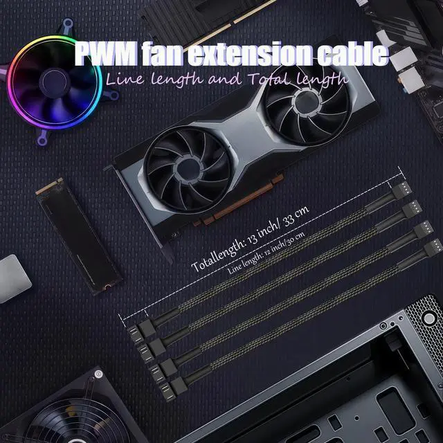 Alt view image 7 of 7 - 12" pwm Fan Extension Cable4 pin Fan Extension CableCable Extension pcPC Fan Extension Cable, PWM Fan Extension Cable, PWM Extension Cable (12"30cm 5pcs)