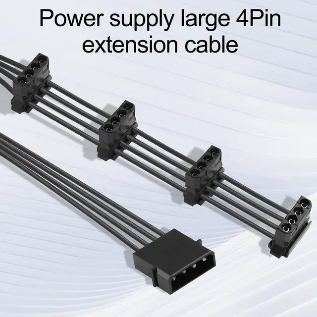 Alt view image 2 of 7 - 4 Pin IDE Molex Power Splitter Extension Cable (40cm/15.7in) - 1 to 4 D-Type Male to Female Adapter for PC Case Fans, HDD, Optical Drives, ATX PSU Power Expansion