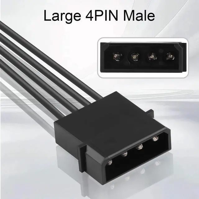 Alt view image 4 of 7 - 4 Pin IDE Molex Power Splitter Extension Cable (40cm/15.7in) - 1 to 4 D-Type Male to Female Adapter for PC Case Fans, HDD, Optical Drives, ATX PSU Power Expansion