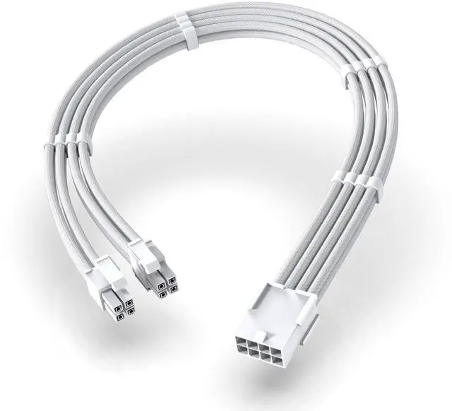 Main image of EPS 8-Pin Female to CPU 8-Pin (4+4) ATX 4 Pin Male Power Supply Adapter Extension Cable for Motherboard 11.8 inch (30 cm)-All White