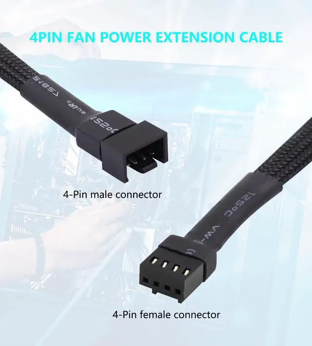 Alt view image 2 of 7 - 10-Pack PWM 4 Pin Fan Extension Cable12 inch PC Fan Power Extension Cable, Male to Female 4-Pin PWM Splitter Cord for Computer ATX Case