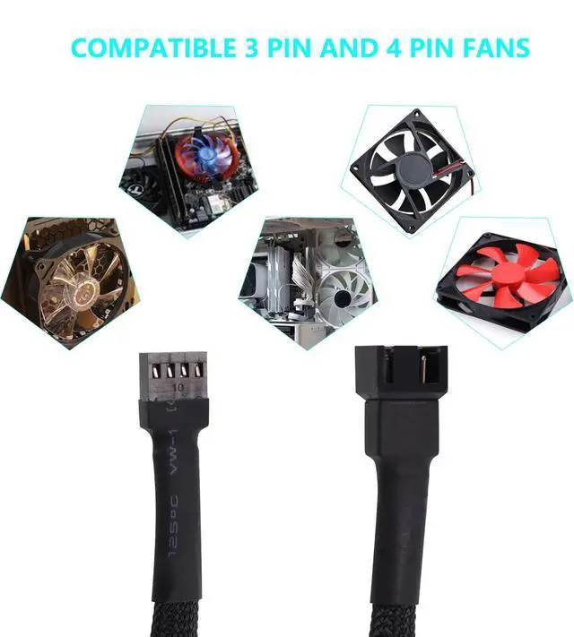 Alt view image 6 of 7 - 10-Pack PWM 4 Pin Fan Extension Cable12 inch PC Fan Power Extension Cable, Male to Female 4-Pin PWM Splitter Cord for Computer ATX Case