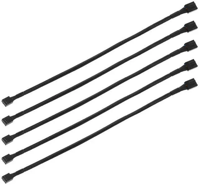 Main image of 5 Pcs PC Fan Extension Cable, 24" 4 Pin PWM Fan Extension Power Cable Connector Case Sleeved Braided Adapter Computer PC Fans Power Extensions Cables Converter