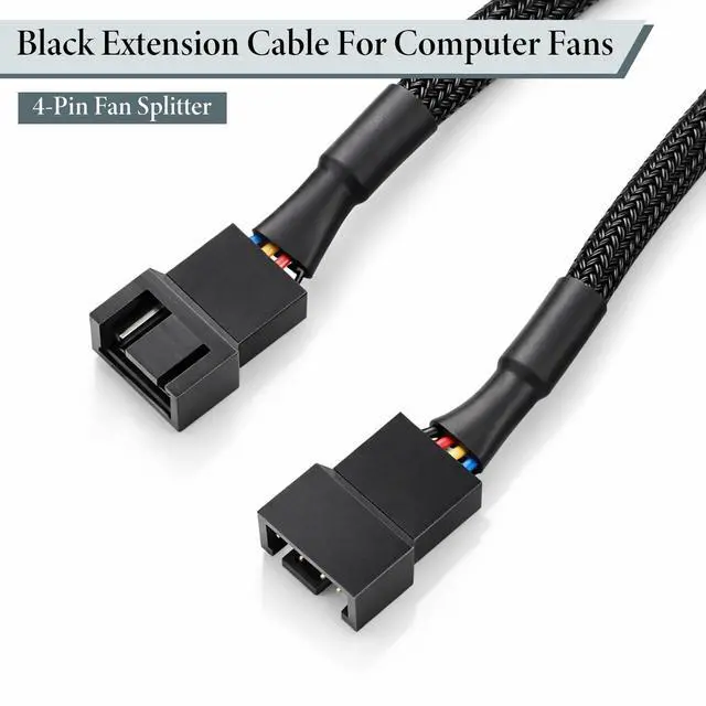 Alt view image 4 of 7 - 5 Pcs PC Fan Extension Cable, 24" 4 Pin PWM Fan Extension Power Cable Connector Case Sleeved Braided Adapter Computer PC Fans Power Extensions Cables Converter