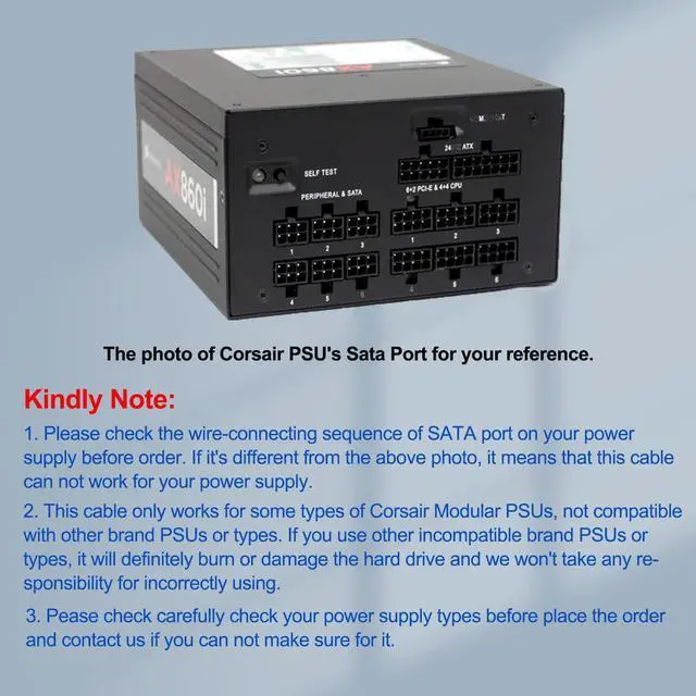 Alt view image 6 of 7 - CPU 8 pin Male to CPU 8 pin (4+4 Detachable) Male EPS-12V Motherboard Power Adapter Sheathed Cable for Corsair Modular Power Supply