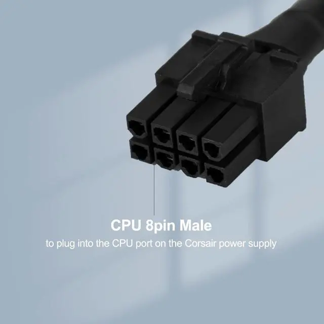 Alt view image 2 of 7 - CPU 8 pin Male to CPU 8 pin (4+4 Detachable) Male EPS-12V Motherboard Power Adapter Sheathed Cable for Corsair Modular Power Supply