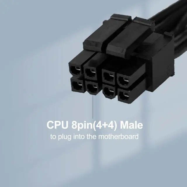 Alt view image 3 of 7 - CPU 8 pin Male to CPU 8 pin (4+4 Detachable) Male EPS-12V Motherboard Power Adapter Sheathed Cable for Corsair Modular Power Supply