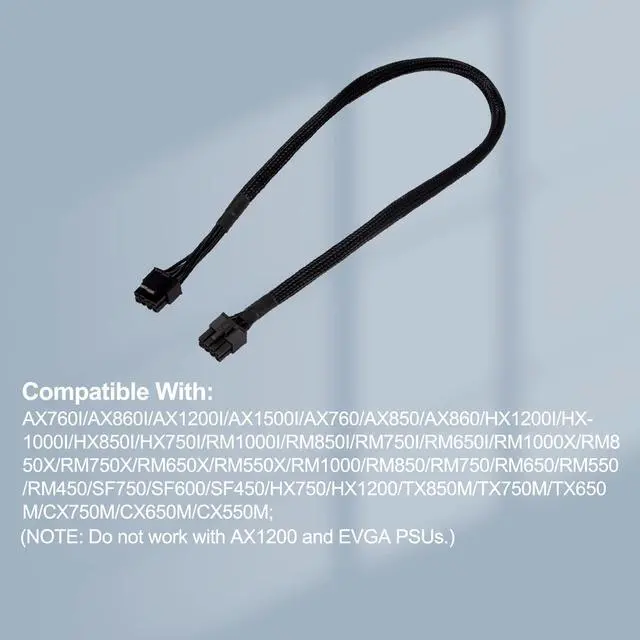 Alt view image 5 of 7 - CPU 8 pin Male to CPU 8 pin (4+4 Detachable) Male EPS-12V Motherboard Power Adapter Sheathed Cable for Corsair Modular Power Supply