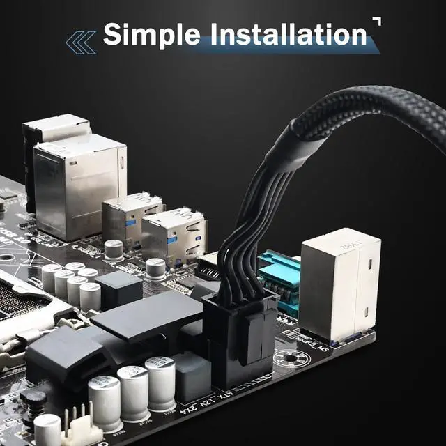 Alt view image 7 of 7 - CPU Cable for Corsair PSUs, CPU 8 Pin Male to CPU 8 Pin (4+4 Detachable) Male EPS-12V Motherboard Power Adapter Sleeved 25-inch (63cm)