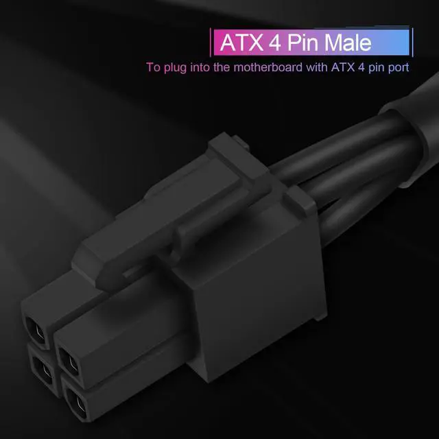 Alt view image 2 of 7 - (2-Pack) ATX 4 Pin Extension Cable, Motherboard CPU 4pin Male to Female Adapter Sleeved for Power Supply PSUs 20.8-inch (53cm)