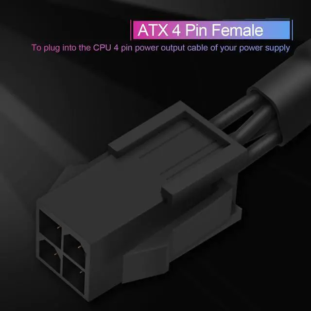 Alt view image 3 of 7 - (2-Pack) ATX 4 Pin Extension Cable, Motherboard CPU 4pin Male to Female Adapter Sleeved for Power Supply PSUs 20.8-inch (53cm)