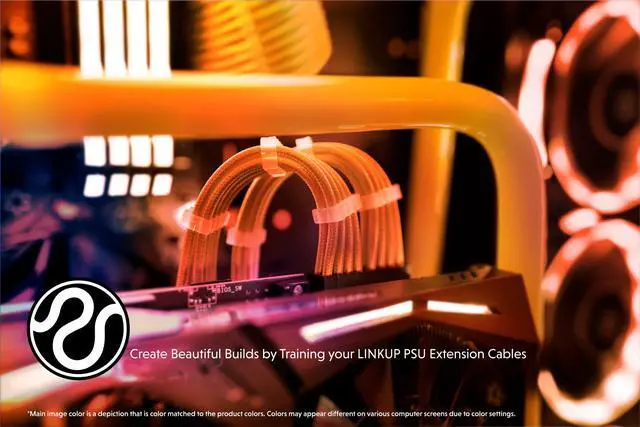 Alt view image 4 of 6 - AVA 30cm PSU Cable Extension Sleeved Custom Mod GPU PC Braided w/Comb Kit | 1 x 24 P (20+4) | 1 x 8 P (4+4) CPU | 2 x 8 P (6+2) GPU Set | 300mm - Orange