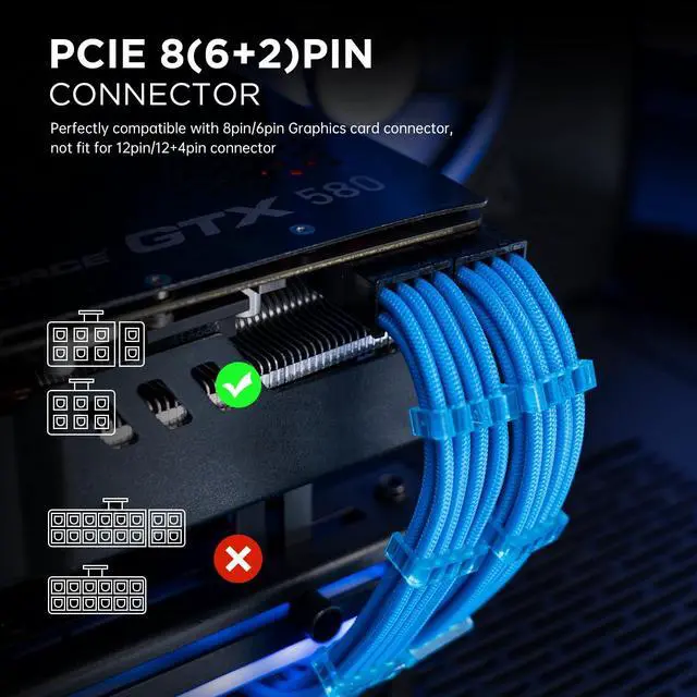 Alt view image 6 of 7 - 16AWG PSU Cable Extension Power Cords, Customized Power Supply Mod Sleeve Extension Cable, ATX/EPS/8-pin PCI-E/6-pin PCI-E for PSU Cable