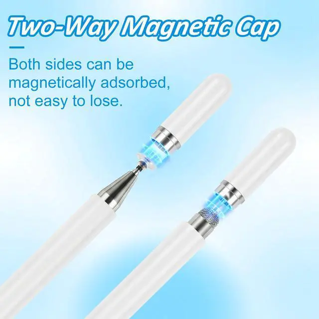 Alt view image 4 of 7 - Stylus Pens for Touch Screens, 2 in 1 Magnetic Disc & Fiber Tip Stylus Pen for iPad with Magnetic Cap, Compatible with All Touch Screens - Free Replacement Disc Tips, White