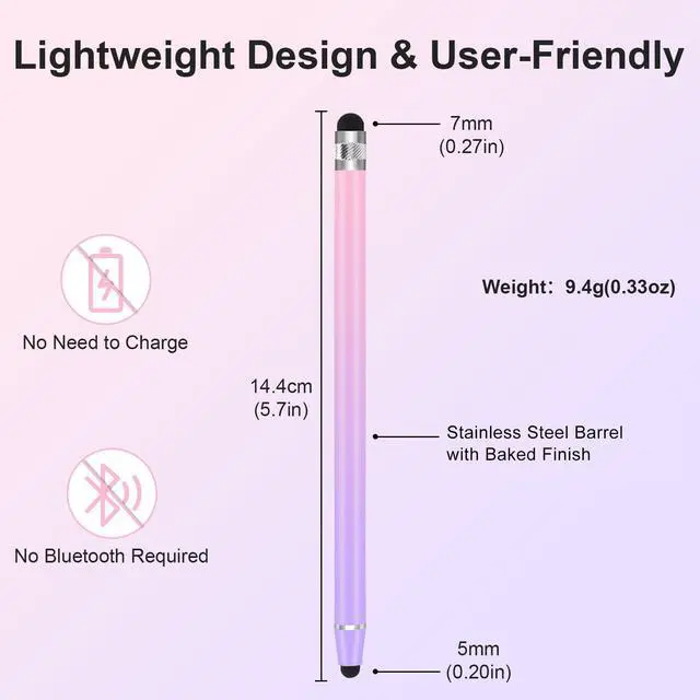 Alt view image 2 of 7 - 7Pcs Stylus Pens, 2 in 1 Stylus for iPads, iPhones, Android Tablets, Samsung All Universal Touchscreen Devices
