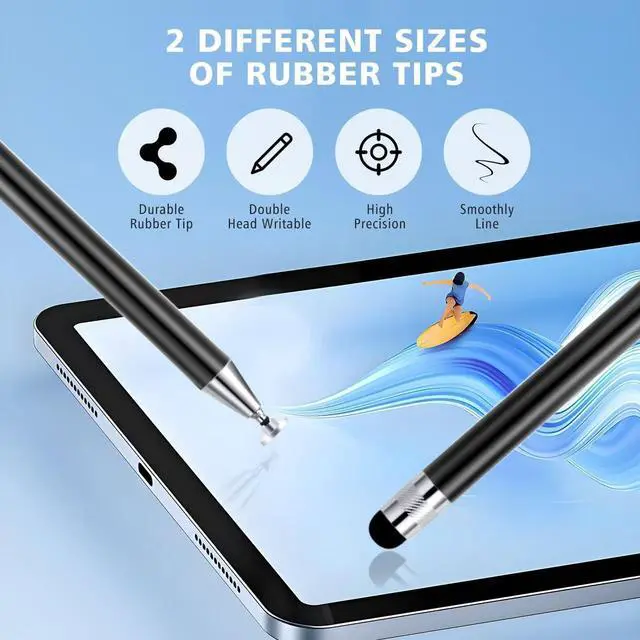 Alt view image 2 of 6 - 2-in-1 Stylus Pen for Touch Screen, Stylists pens for Touch Screens Compatible Phone/pad/and Tablets All Touch Screens (6X Black)