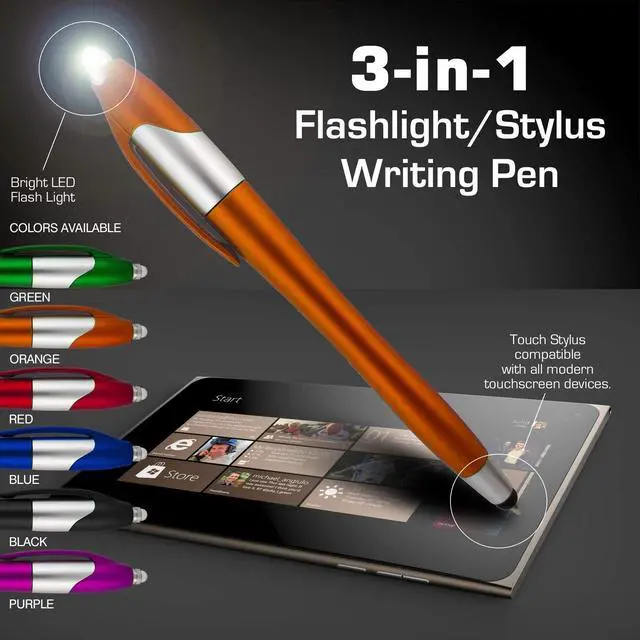 Alt view image 2 of 3 - Stylus Pen, 3-1 Multi-Function, Ball Point Black Ink Pen, Capacitive Stylus for Touchscreen Devices, LED Flashlight, Medical Pen Light,for Home,Work,Doctors, and Nurses (12 Pack)