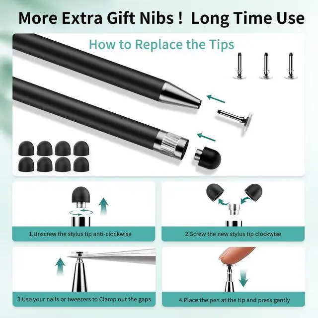 Alt view image 6 of 7 - Stylus Pen for Touchscreen(5-Pack), 2 in 1 Stylists Pen