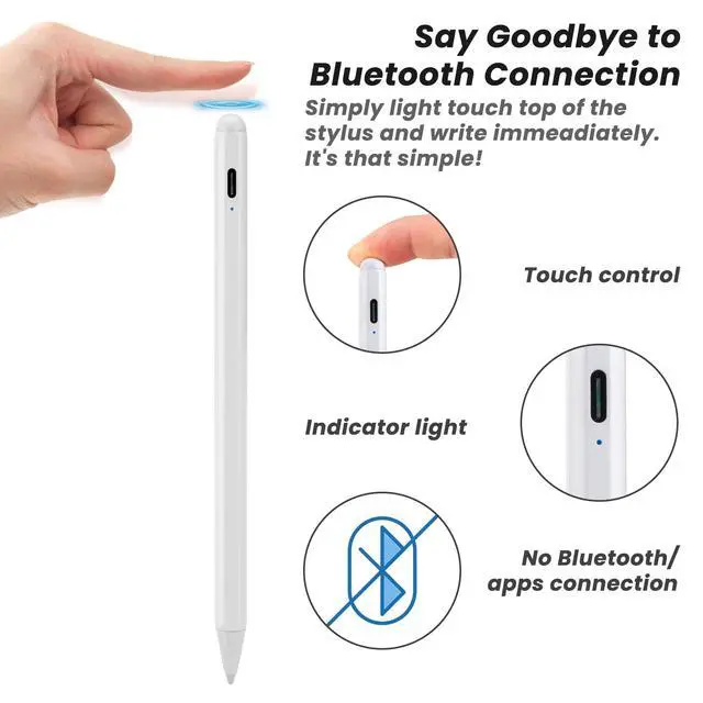 Alt view image 3 of 6 - iPad Pencil for 2018-2026 Series, Palm Rejection, White