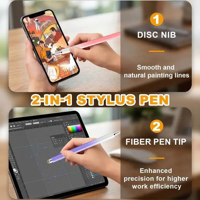 Alt view image 2 of 7 - Stylus Pen for Touchscreen (5 Pack), with Magnetic Pen Cap, 2 in 1 High Precision Stylus Pen for iPad/iPhone/Nintendo Switch/Samsung/Android Smartphone and Tablets, Compatible with All Touch Screen