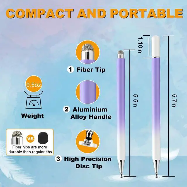 Alt view image 4 of 7 - Stylus Pen for Touchscreen (5 Pack), with Magnetic Pen Cap, 2 in 1 High Precision Stylus Pen for iPad/iPhone/Nintendo Switch/Samsung/Android Smartphone and Tablets, Compatible with All Touch Screen