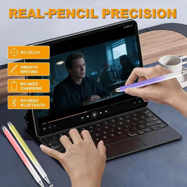Alt view image 5 of 7 - Stylus Pen for Touchscreen (5 Pack), with Magnetic Pen Cap, 2 in 1 High Precision Stylus Pen for iPad/iPhone/Nintendo Switch/Samsung/Android Smartphone and Tablets, Compatible with All Touch Screen