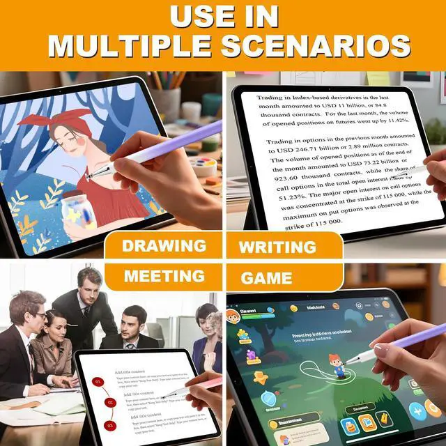 Alt view image 6 of 7 - Stylus Pen for Touchscreen (5 Pack), with Magnetic Pen Cap, 2 in 1 High Precision Stylus Pen for iPad/iPhone/Nintendo Switch/Samsung/Android Smartphone and Tablets, Compatible with All Touch Screen