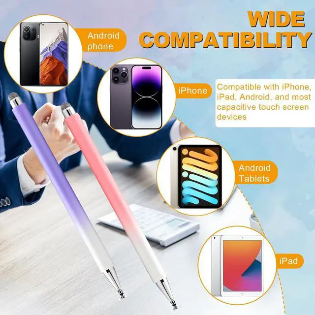 Alt view image 7 of 7 - Stylus Pen for Touchscreen (5 Pack), with Magnetic Pen Cap, 2 in 1 High Precision Stylus Pen for iPad/iPhone/Nintendo Switch/Samsung/Android Smartphone and Tablets, Compatible with All Touch Screen
