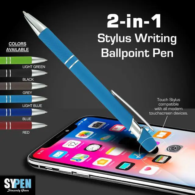 Alt view image 2 of 3 - 2-in-1 Stylus Ballpoint Pen for Touch Screens - Compatible with Ipad, iPhone, Android - Universal Pens for Tablet - Multi-Use Ballpoint Tip Pens, 6 Pack