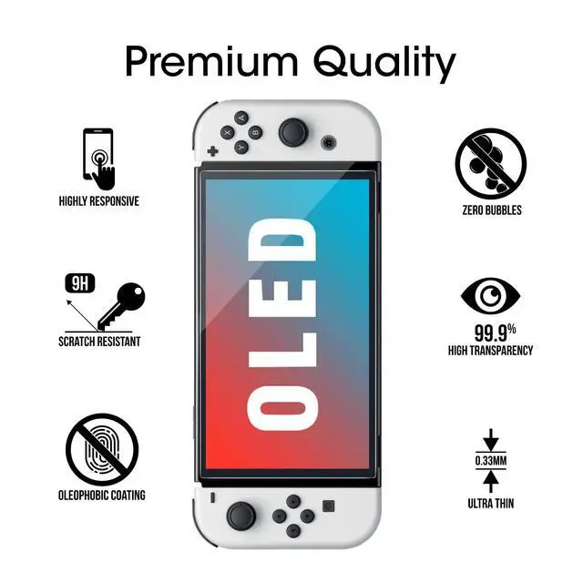Alt view image 2 of 5 - Tempered Glass Screen Protector for Nintendo Switch OLED 7.0" 2021