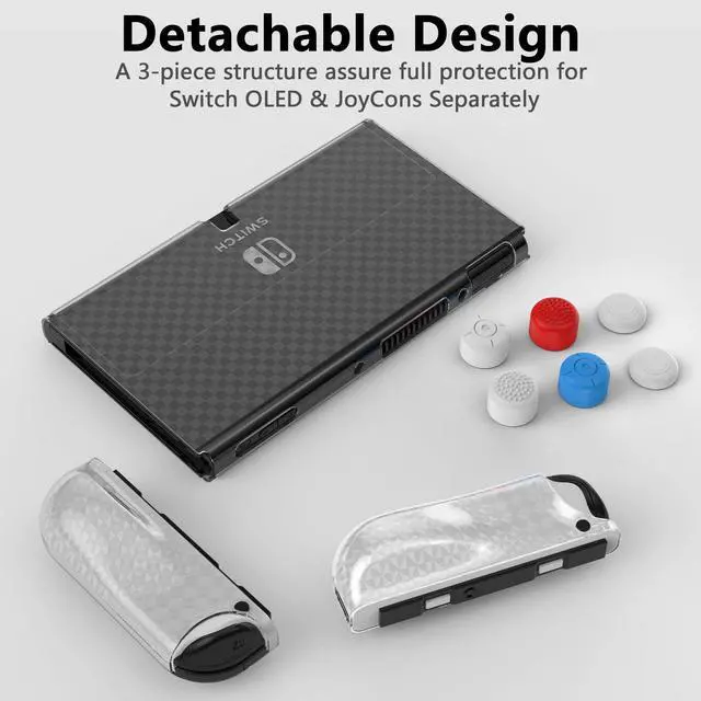 Alt view image 3 of 7 - Switch OLED Case for Nintendo Switch OLED Model, Dockable Cover Hard PC Protector Case for Switch OLED Grips for Switch OLED Console and Accessories with Thumb Stick Caps