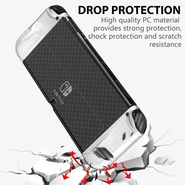 Alt view image 4 of 7 - Switch OLED Case for Nintendo Switch OLED Model, Dockable Cover Hard PC Protector Case for Switch OLED Grips for Switch OLED Console and Accessories with Thumb Stick Caps