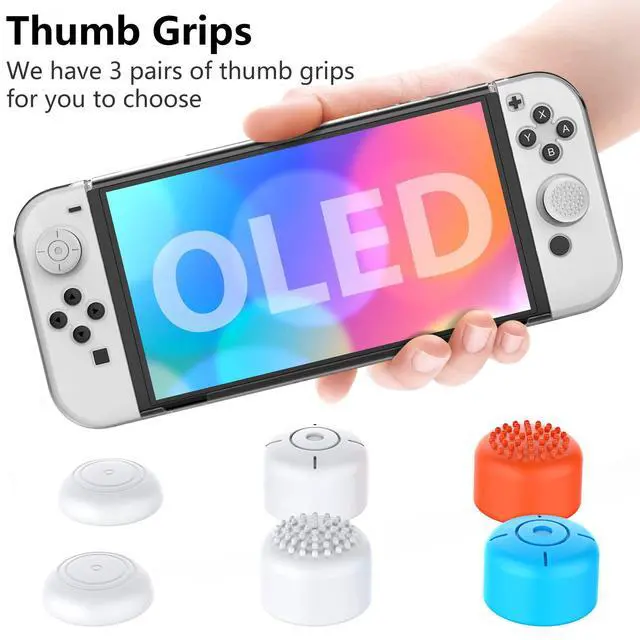 Alt view image 5 of 7 - Switch OLED Case for Nintendo Switch OLED Model, Dockable Cover Hard PC Protector Case for Switch OLED Grips for Switch OLED Console and Accessories with Thumb Stick Caps