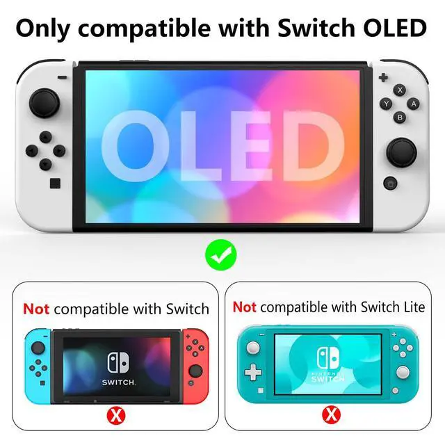 Alt view image 6 of 7 - Switch OLED Case for Nintendo Switch OLED Model, Dockable Cover Hard PC Protector Case for Switch OLED Grips for Switch OLED Console and Accessories with Thumb Stick Caps