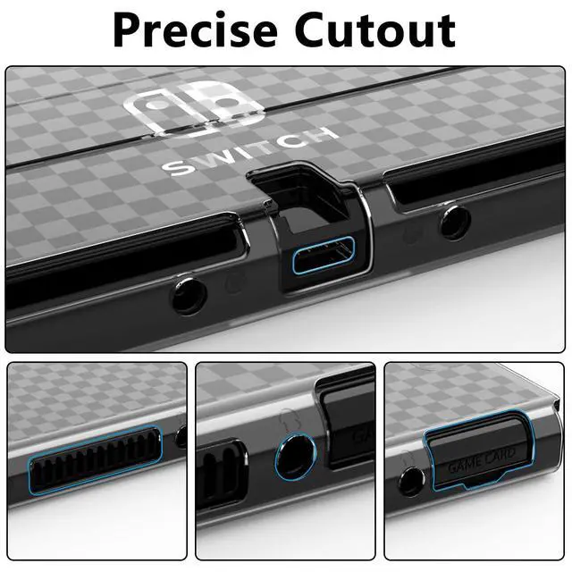 Alt view image 7 of 7 - Switch OLED Case for Nintendo Switch OLED Model, Dockable Cover Hard PC Protector Case for Switch OLED Grips for Switch OLED Console and Accessories with Thumb Stick Caps