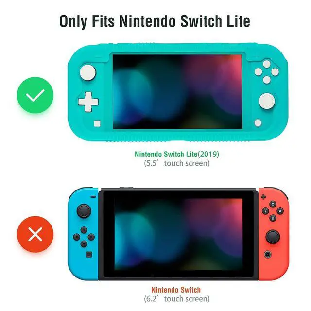 Alt view image 2 of 7 - Protective Case Compatible with Nintendo Switch Lite, Silicone Protective Cover for Nintendo Switch Lite with Tempered Glass Screen Protector, 4 Pcs Thumb Grips & 2 Game Cartridges(Light Blue)