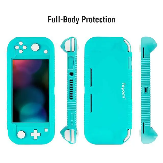 Alt view image 7 of 7 - Protective Case Compatible with Nintendo Switch Lite, Silicone Protective Cover for Nintendo Switch Lite with Tempered Glass Screen Protector, 4 Pcs Thumb Grips & 2 Game Cartridges(Light Blue)