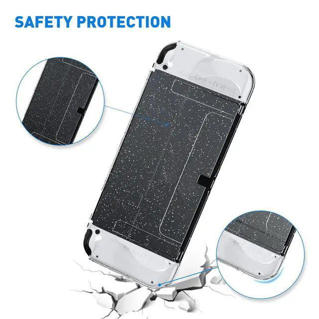 Alt view image 3 of 6 - Glitter Case Kit Switch OLED 2021, Dockable PC Protective Cover for Switch OLED Console, Ergonomic TPU Grip Case for Joycon, Sparkle Skin Set with Screen Protector and Thumb Caps