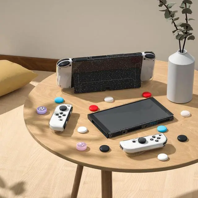 Alt view image 6 of 6 - Glitter Case Kit Switch OLED 2021, Dockable PC Protective Cover for Switch OLED Console, Ergonomic TPU Grip Case for Joycon, Sparkle Skin Set with Screen Protector and Thumb Caps