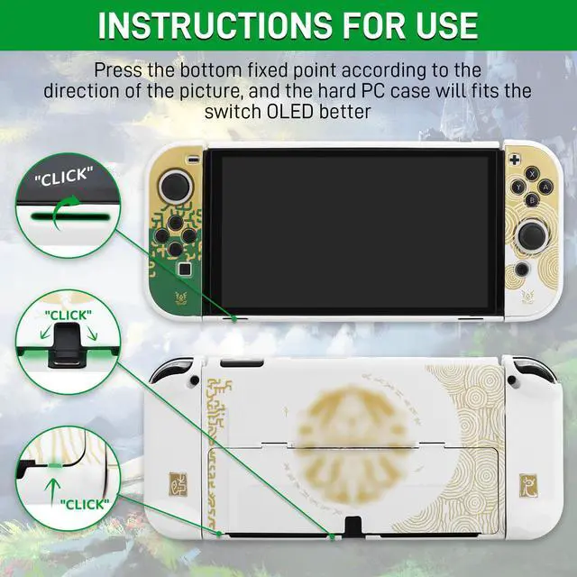 Alt view image 3 of 7 - Theme for Zelda Protective Case Compatible with Nintendo Switch OLED, Anti-Scratch Accessories Bundle for Tears of the Kingdom with Dockable Switch OLED Skin Cover, Screen Protector & Thumb Cap
