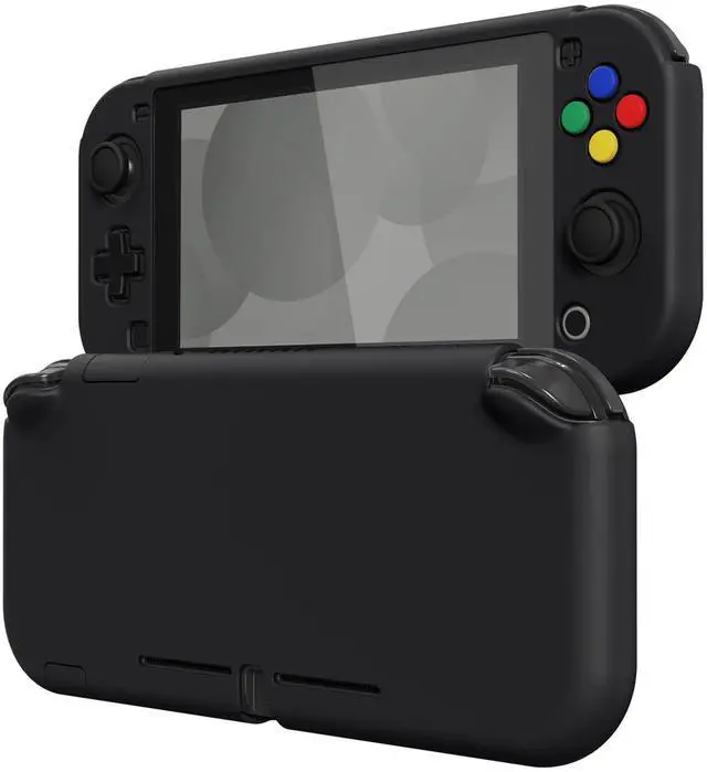 Main image of PlayVital Black Protective Grip Case for Nintendo Switch Lite, Hard Cover Protector for Nintendo Switch Lite - Screen Protector & Thumb Grips & Buttons Caps Stickers Included