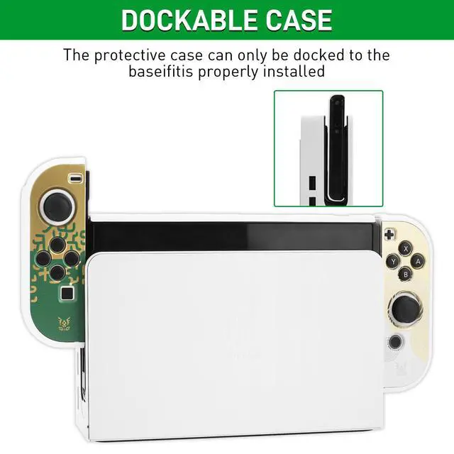 Alt view image 4 of 7 - Theme for Zelda Protective Case Compatible with Nintendo Switch OLED, Anti-Scratch Accessories Bundle for Tears of the Kingdom with Dockable Switch OLED Skin Cover, Screen Protector & Thumb Cap