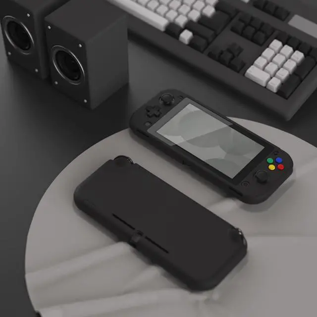 Alt view image 3 of 7 - PlayVital Black Protective Grip Case for Nintendo Switch Lite, Hard Cover Protector for Nintendo Switch Lite - Screen Protector & Thumb Grips & Buttons Caps Stickers Included