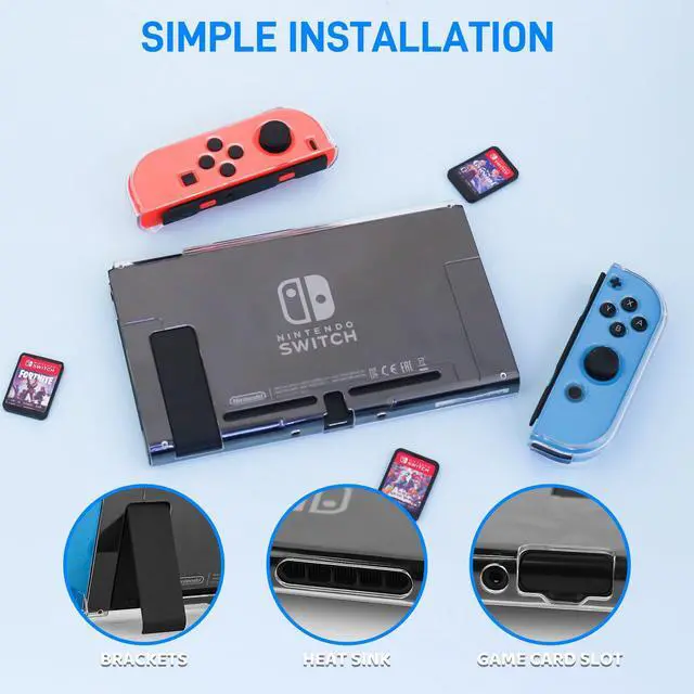 Alt view image 5 of 7 - Black Carrying Case for Nintendo Switch, 11 in 1 Accessories Bundle with Portable Switch Travel Bag, Clear Protective Skin Cover, 2 Mini Swich Card Holder, Screen Protector & 10 Thumb Grips