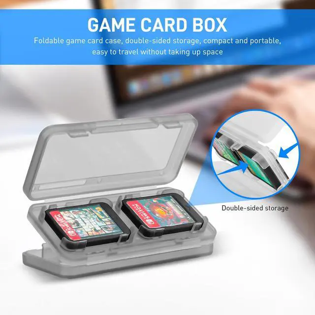 Alt view image 6 of 7 - Black Carrying Case for Nintendo Switch, 11 in 1 Accessories Bundle with Portable Switch Travel Bag, Clear Protective Skin Cover, 2 Mini Swich Card Holder, Screen Protector & 10 Thumb Grips