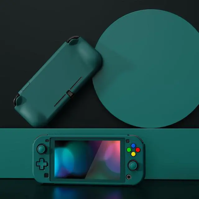 Alt view image 3 of 7 - ZealProtect Protective Case for Nintendo Switch Lite, Ergonomic Grip Hard Cover - Durable Shock-Absorbent Anti-Scratch with Screen Protector & Thumb Grip Button Caps, Hunter Green