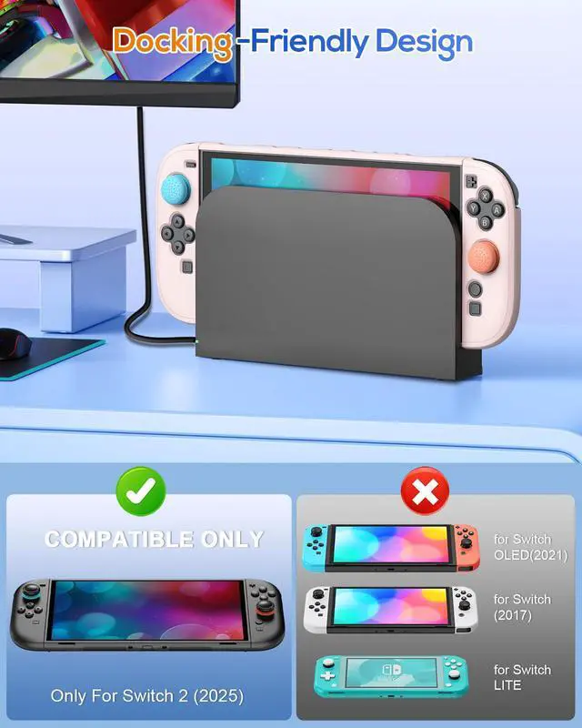 Alt view image 2 of 7 - Switch 2 Protective Case&Screen Protector Set, Dockable Cute Cover